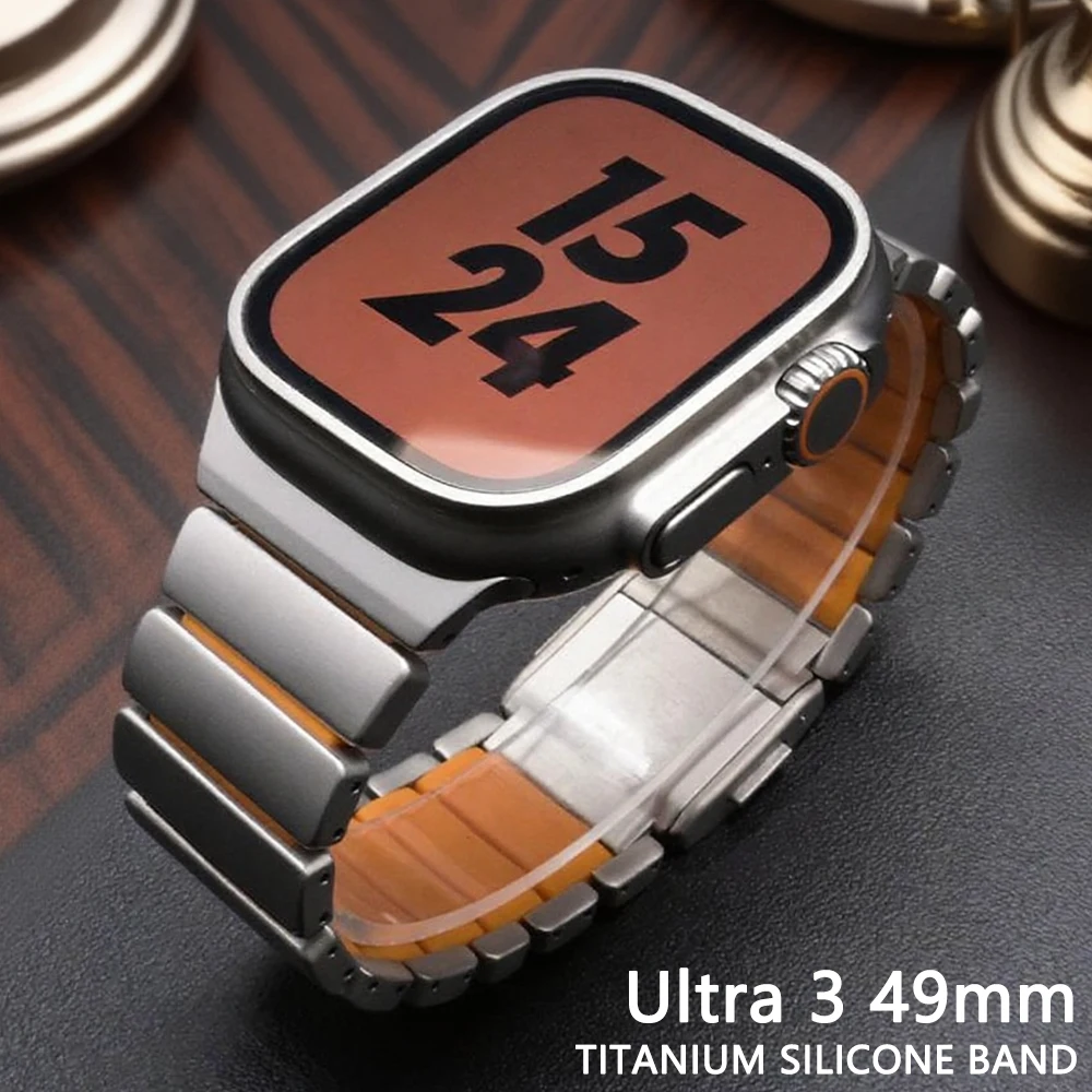 Bracelet en caoutchouc fluoré titane Apple Watch Ultra 3 2 49mm 46mm 45 44mm – Image 7