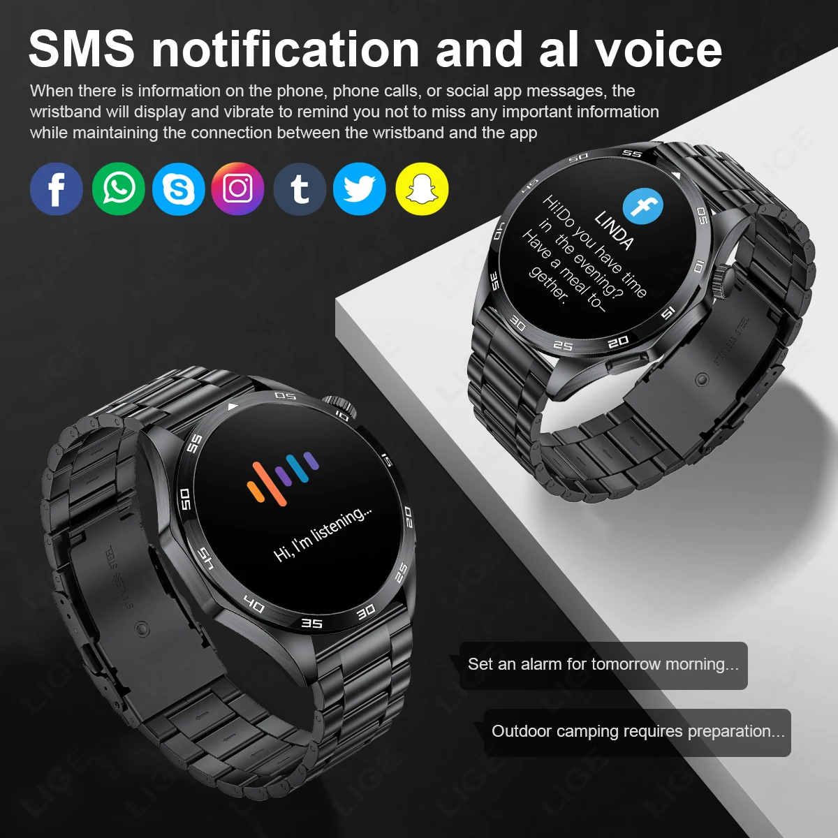 Hommes montre intelligente Bluetooth Sport Fitness – Image 4