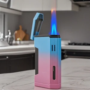 Briquet double feu coupe-vent Jet flamme bleue