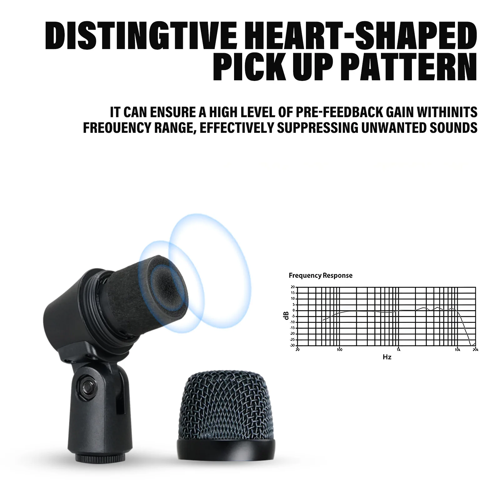 Microphone à tambour filaire série petite batterie militaire, cardioïde, avec bras – Image 2