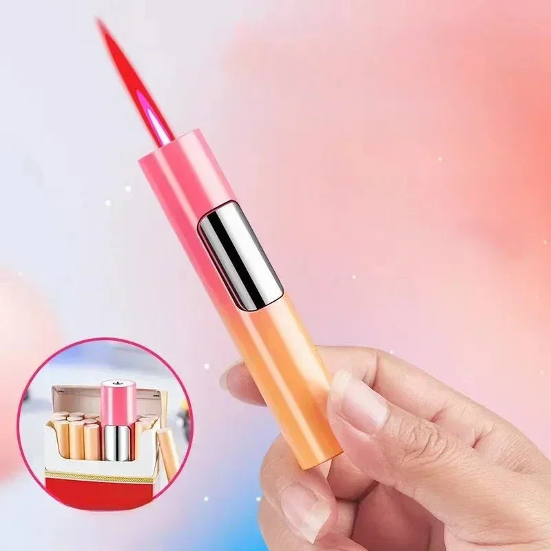 Mini briquet coupe-vent à flamme rose en métal – Image 6