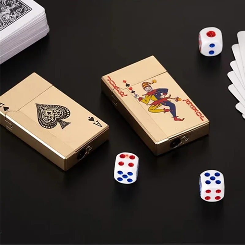 Briquet à gaz Butane de Poker créatif, allumage latéral droit à flamme bleue – Image 5